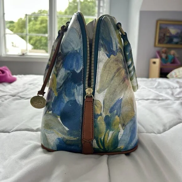 Brahmin Aspen Shoulder Bag Fuji Blue Yellow Flower Bag - Picture 2 of 16